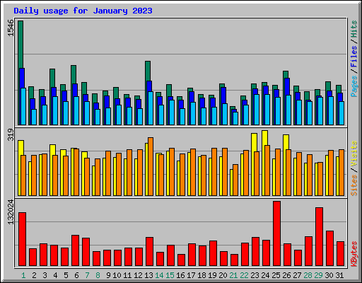 Daily usage for January 2023