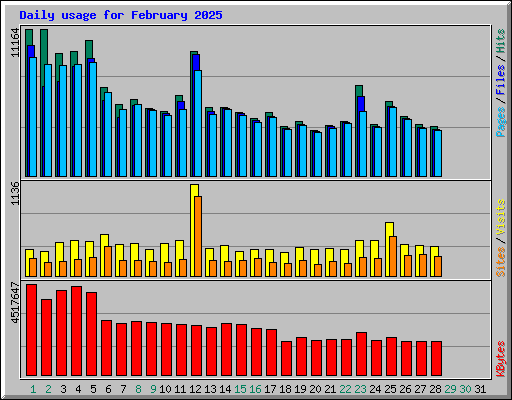 Daily usage for February 2025